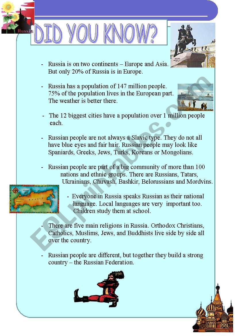 Do you know about Russia? worksheet