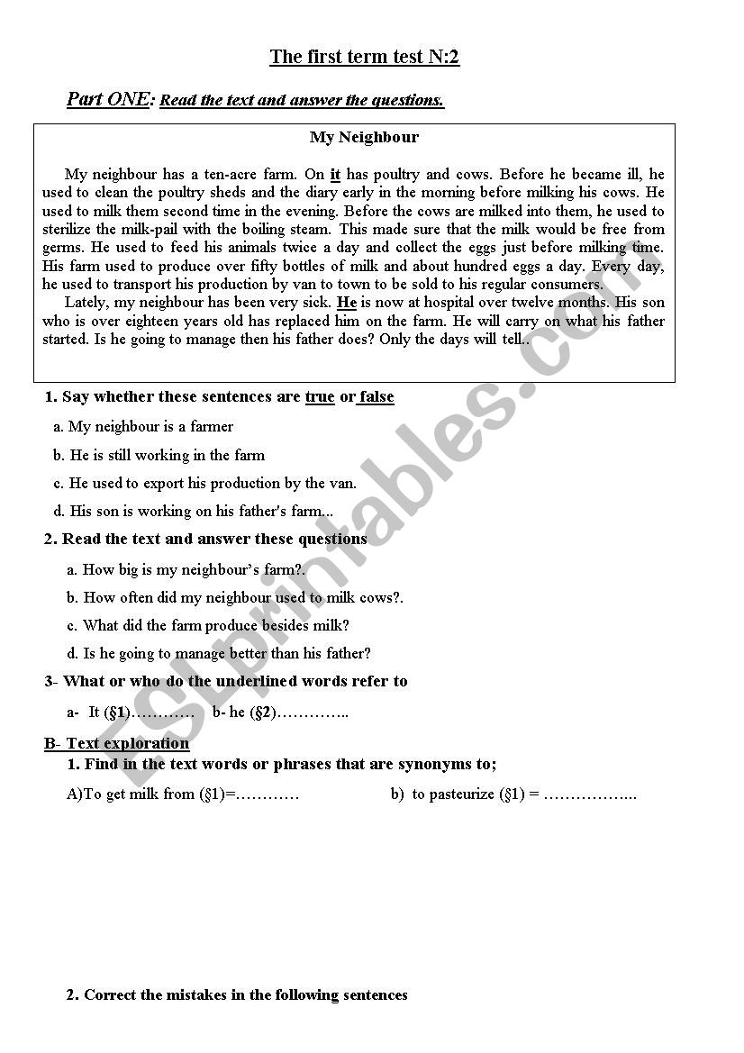 TEST 2nd year Lph worksheet