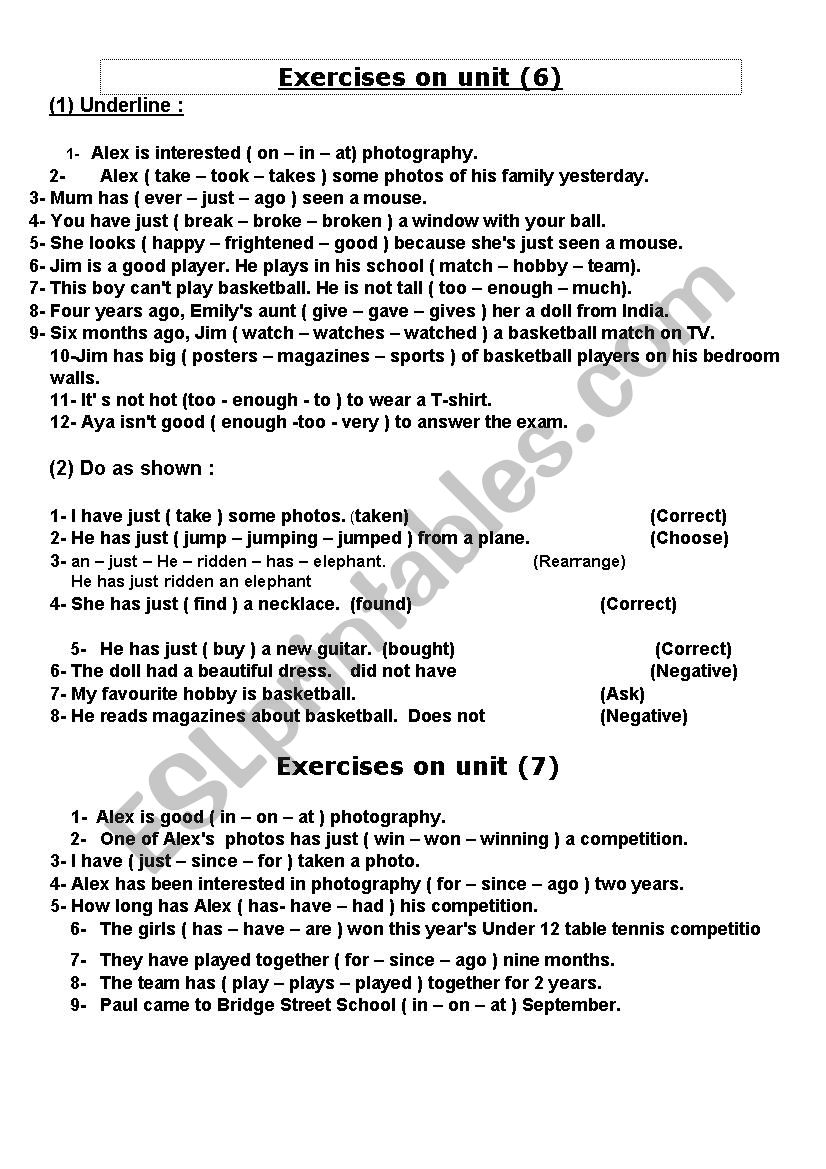 way ahead 5-revision worksheet