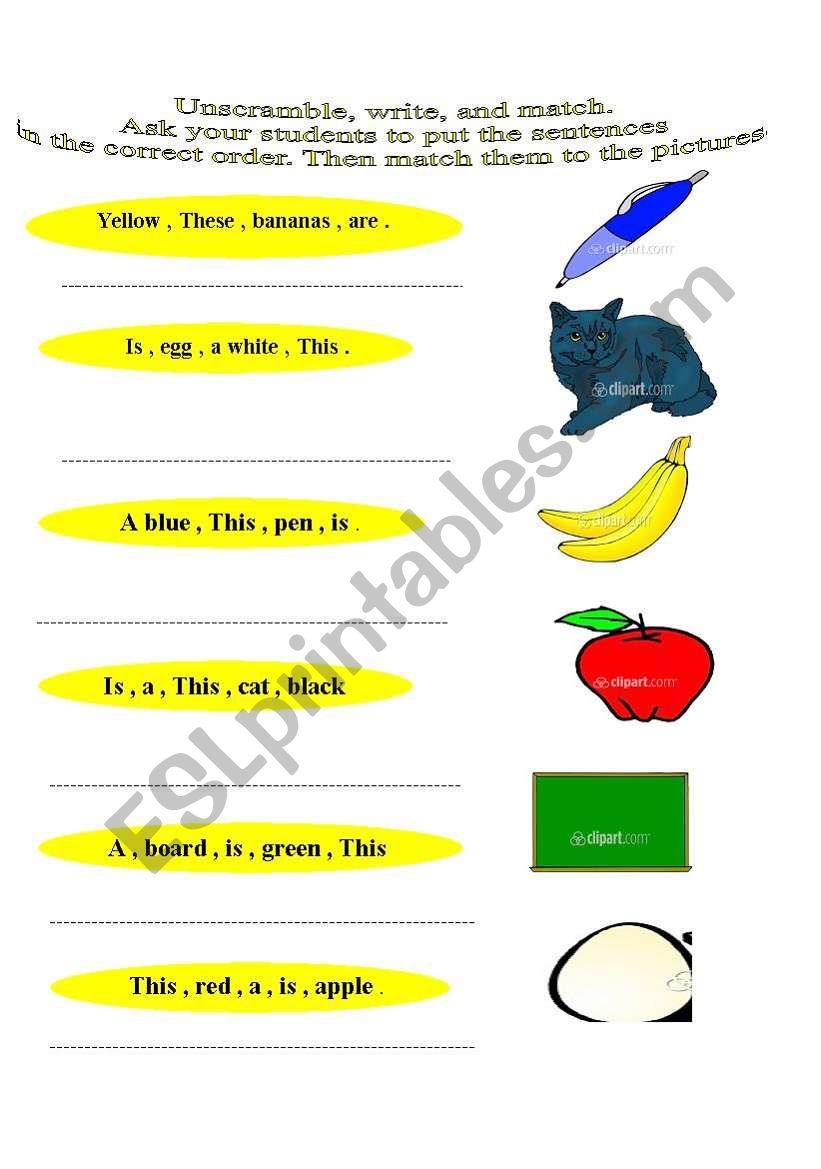 unscramble the words worksheet