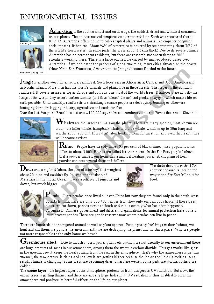 Endangered Species, Environmental Issues