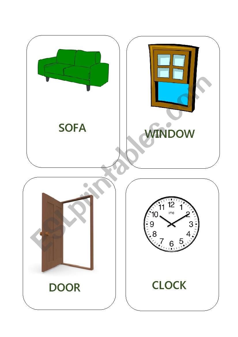 House Furniture Flashcards worksheet