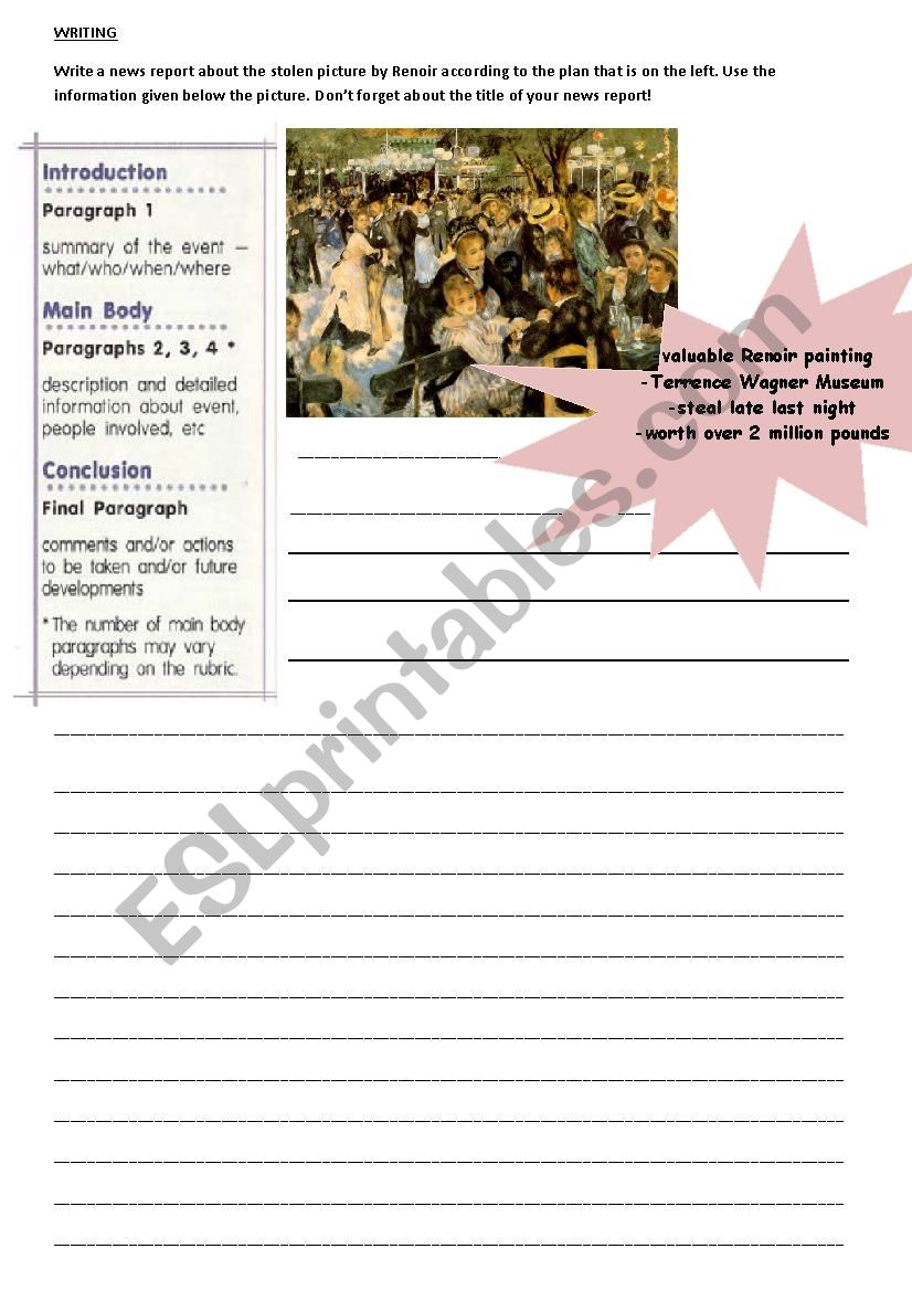 Renoir art worksheet