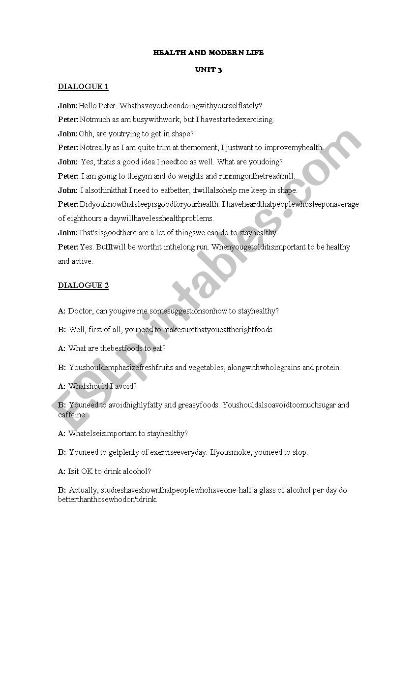 dialogues worksheet