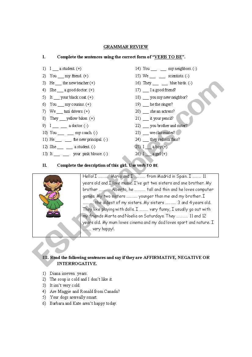 grammar review worksheet