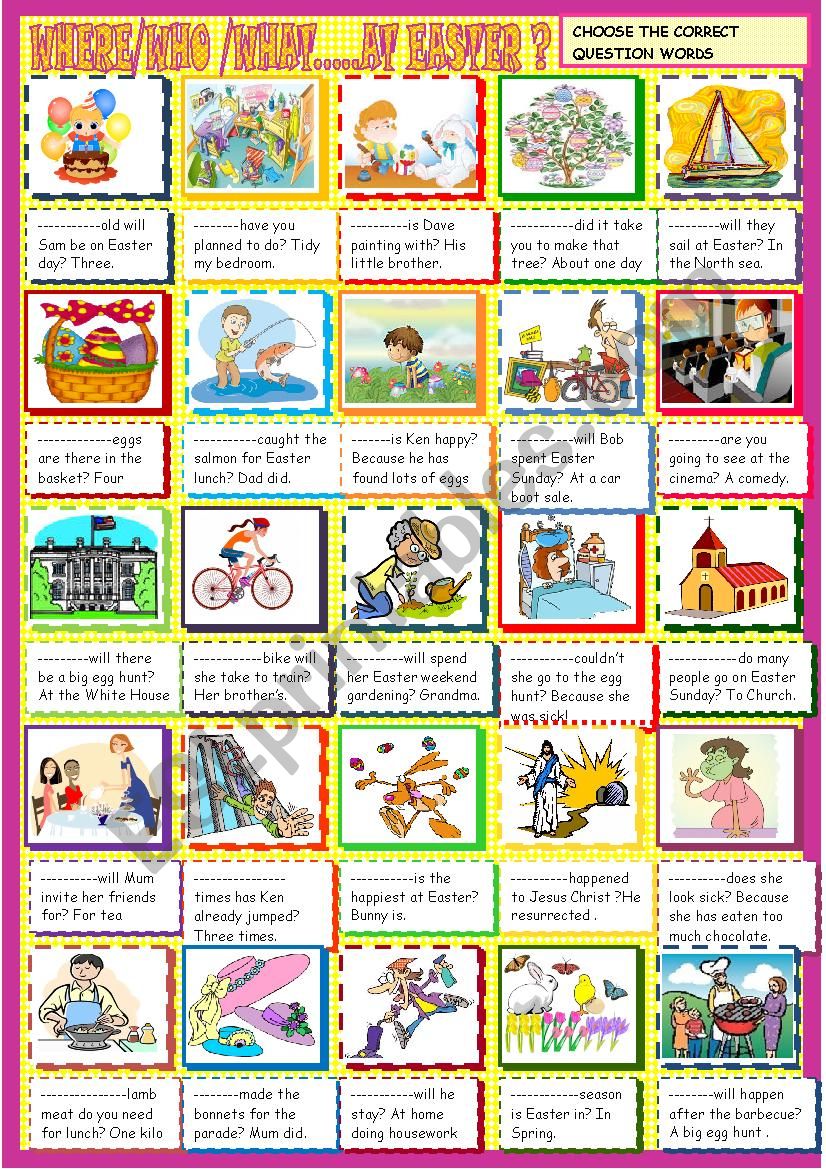 Easter : question words worksheet