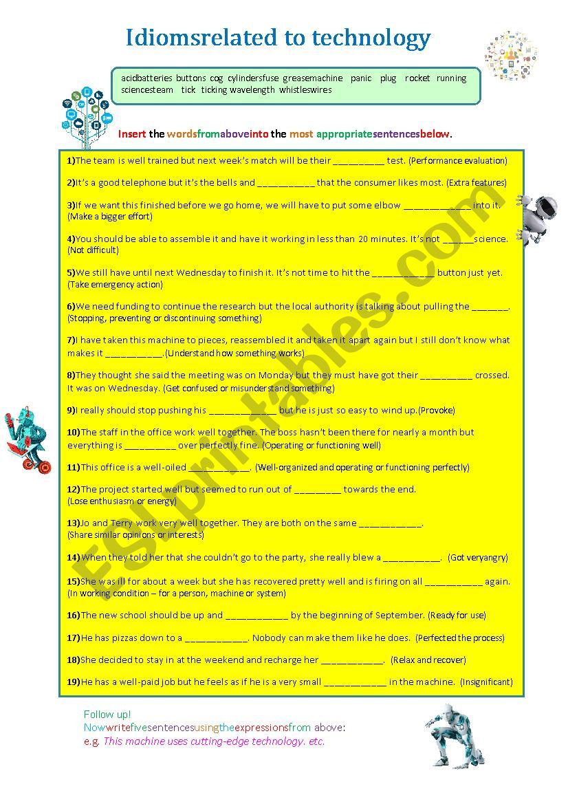 Technology Idioms worksheet