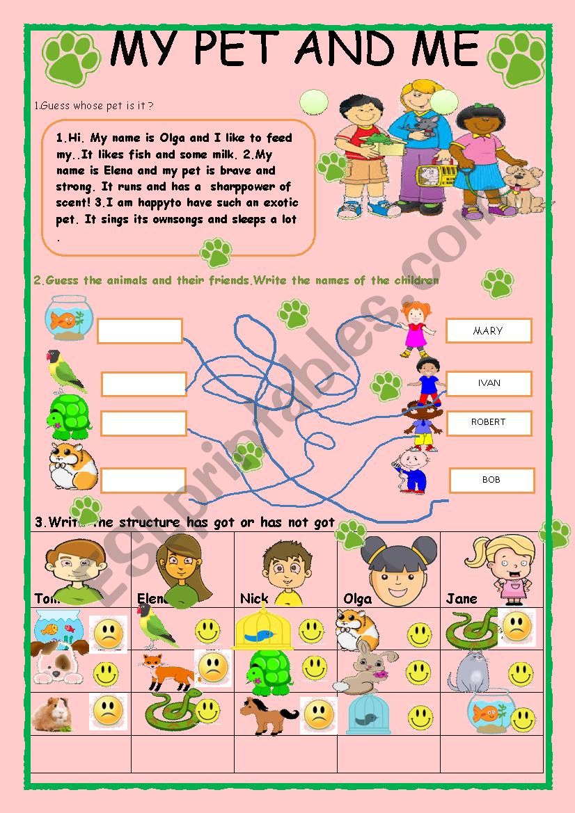 MY PET AND ME worksheet