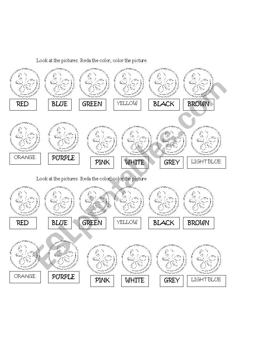 learning colours worksheet