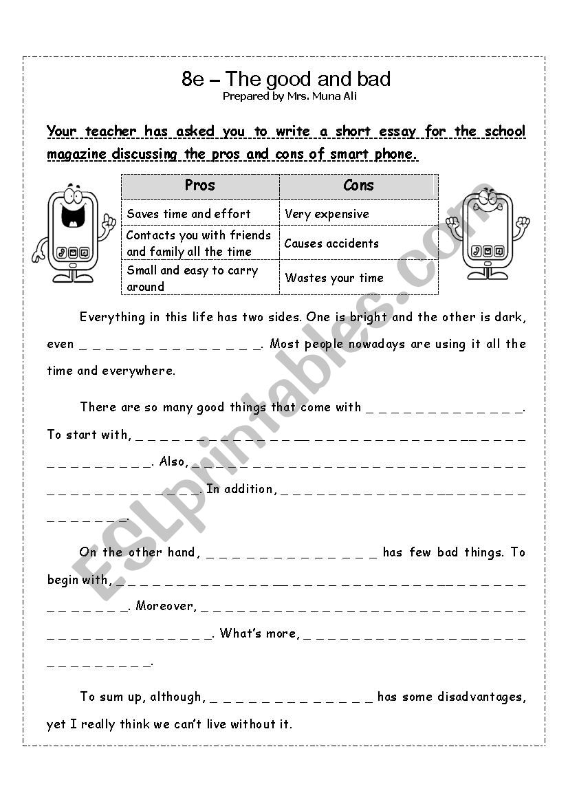 pros and cons worksheet