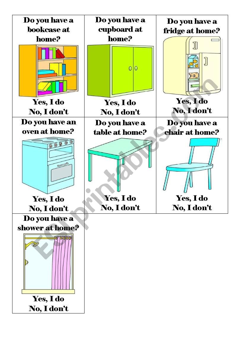 Furniture and objects at home (go fish) questions do you have..? part 2