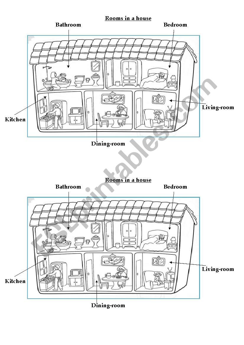 Rooms in a house worksheet