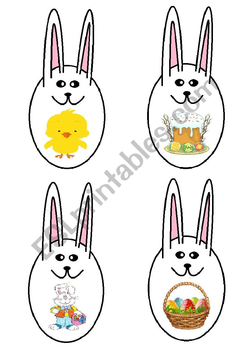 Easter vocabulary memory game bunny