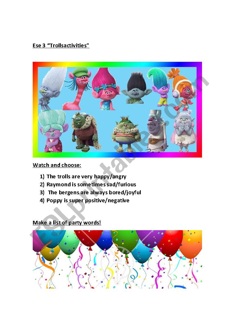 trolls film worksheet