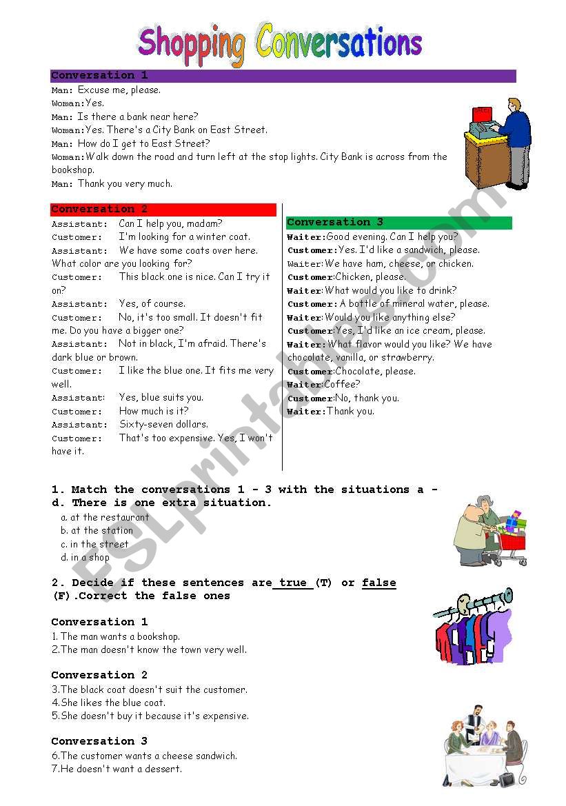 Shopping conversations worksheet