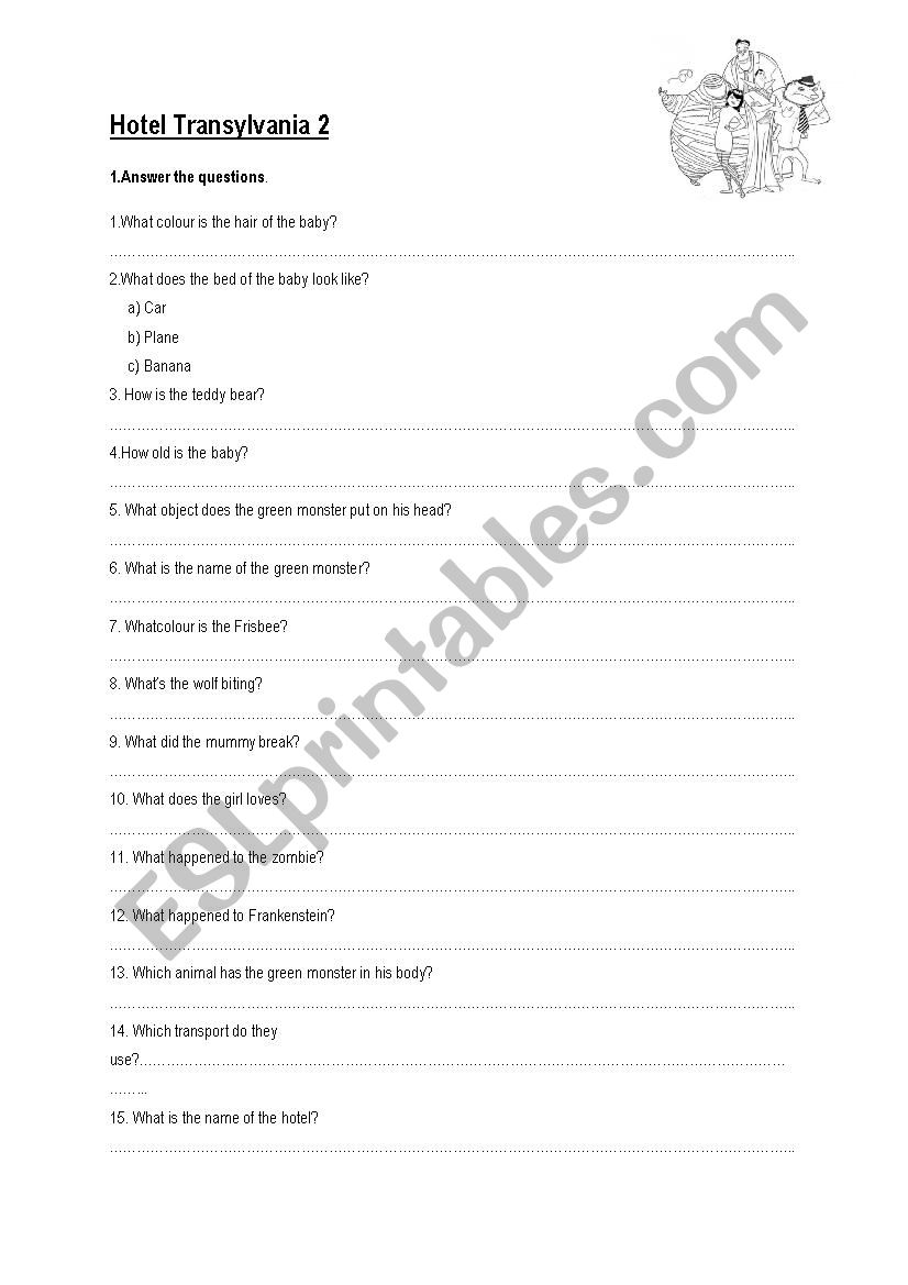 HOTEL TRANSYLVANIA TRAILER worksheet