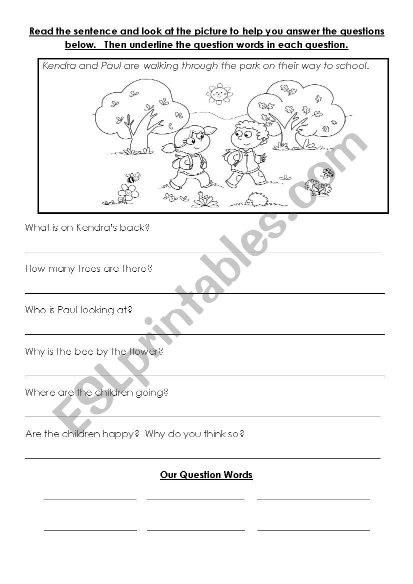 Question Words worksheet