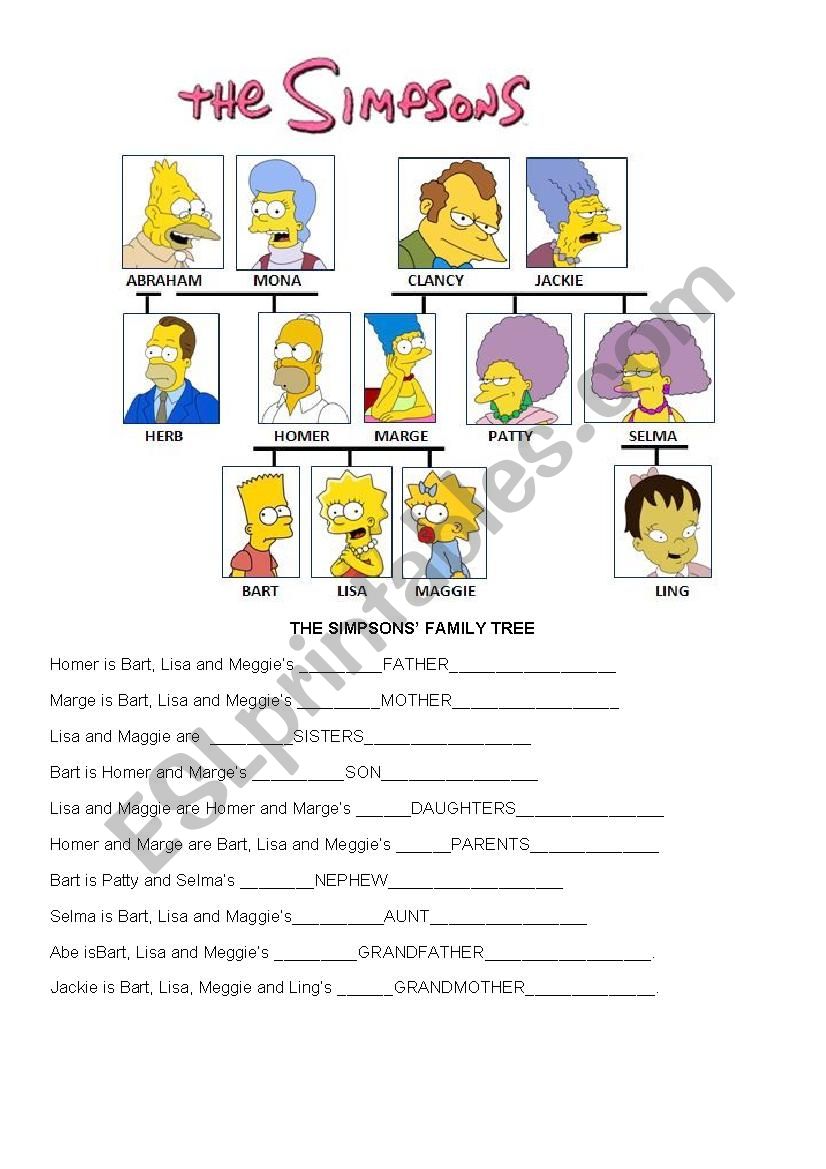 The Simpsons Family Tree worksheet