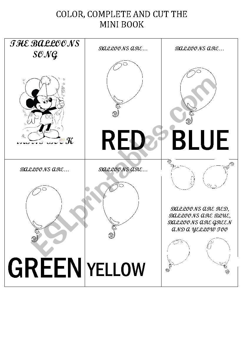 BALLOONS MINI BOOK worksheet