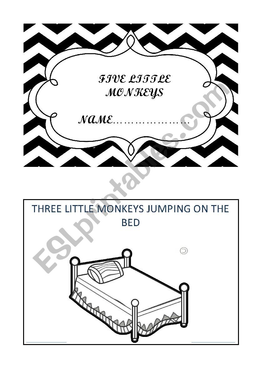 FIVE LITTLE MONKEYS MINI BOOK worksheet