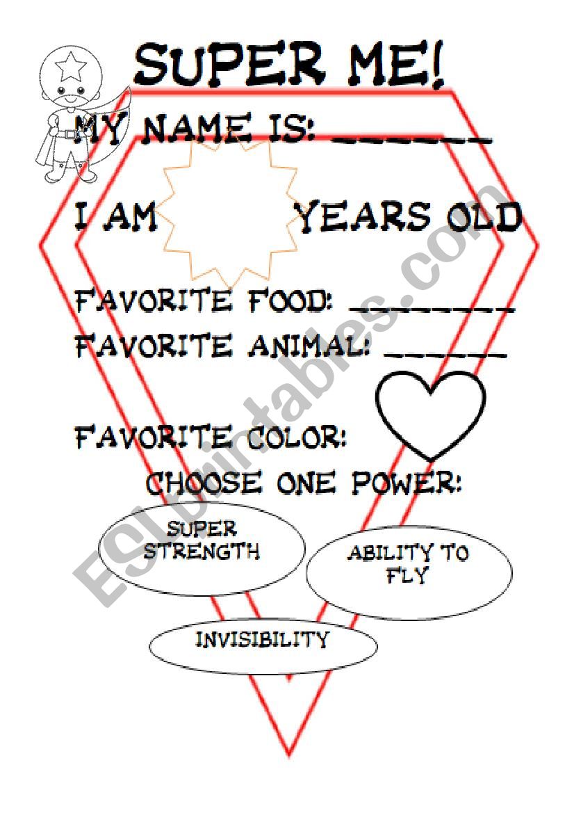 ALL ABOUT ME! SUPERHEROES worksheet