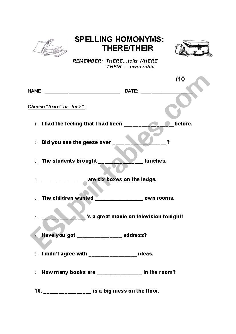 Their/There Practice 1 worksheet
