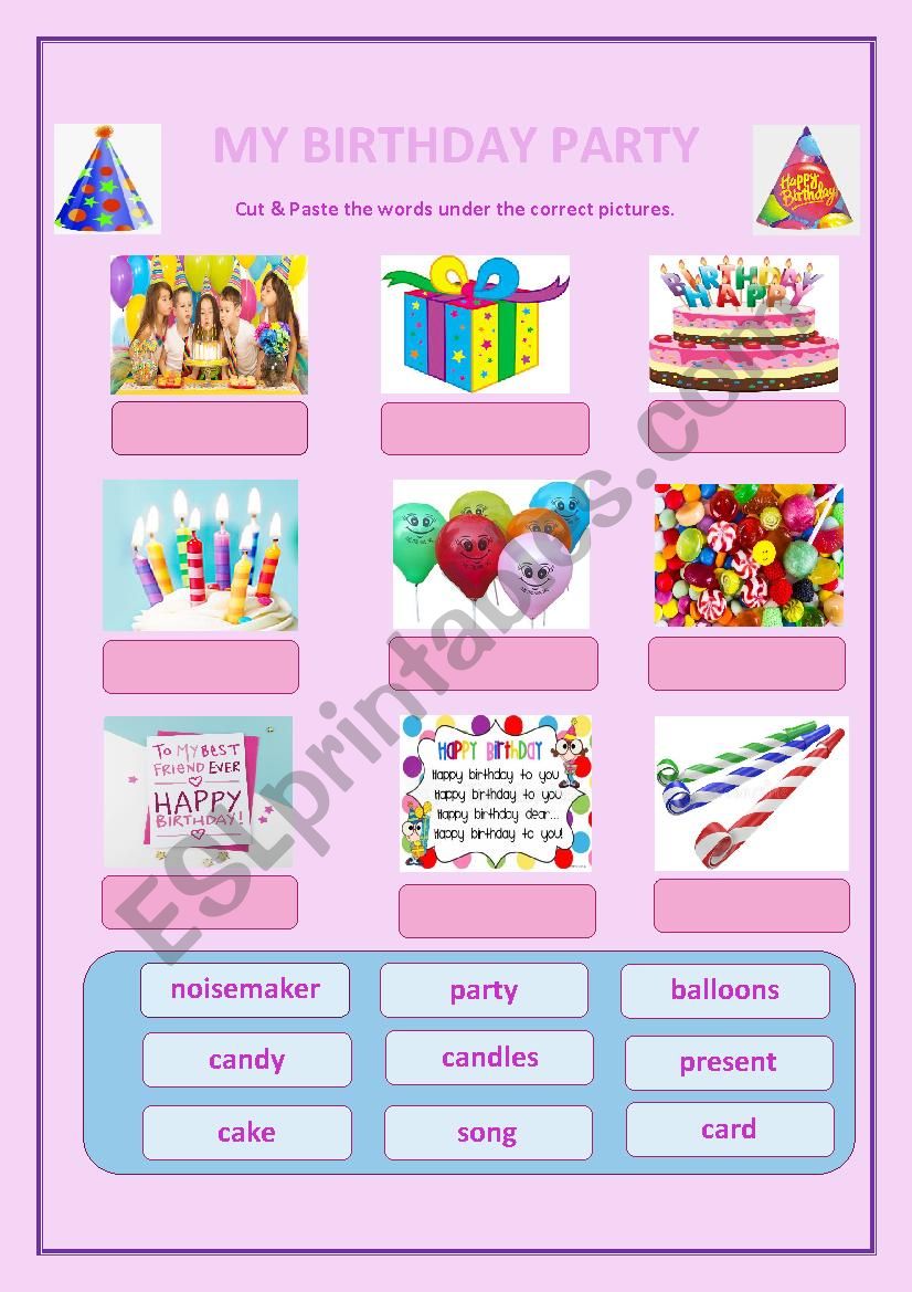 MY BIRTHDAY PARTY worksheet