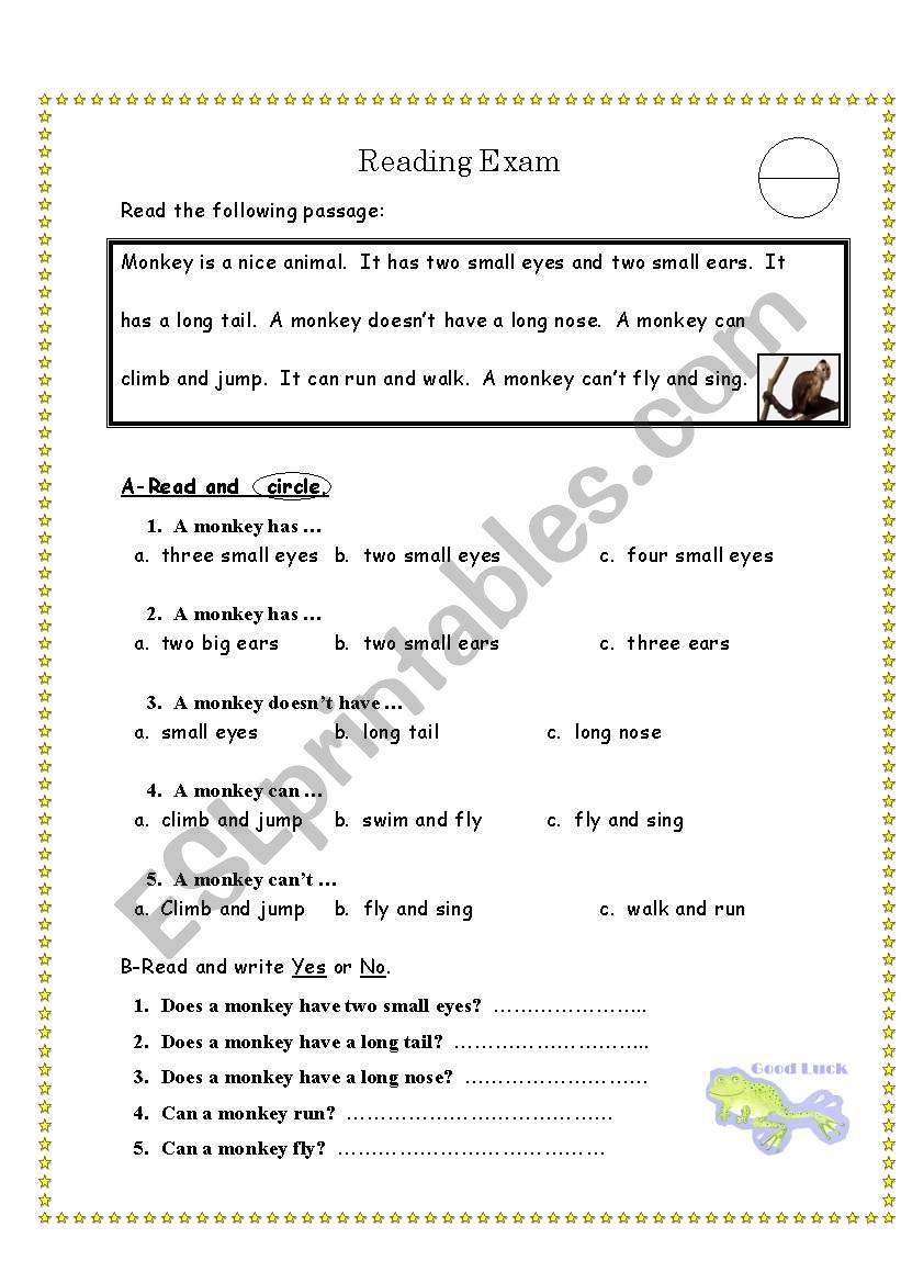 reading comprehension test for grade 12 - ESL worksheet by Glamorous