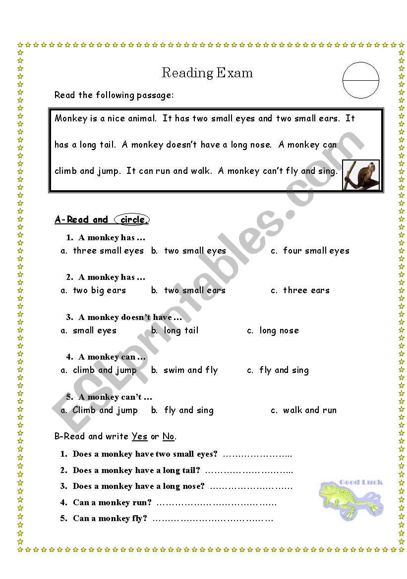 reading comprehension test for grade 3