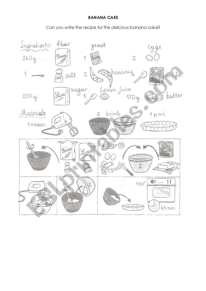 Banana cake worksheet