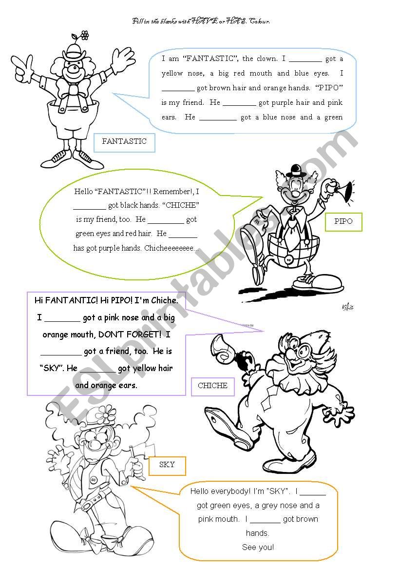 Funny Clowns! worksheet