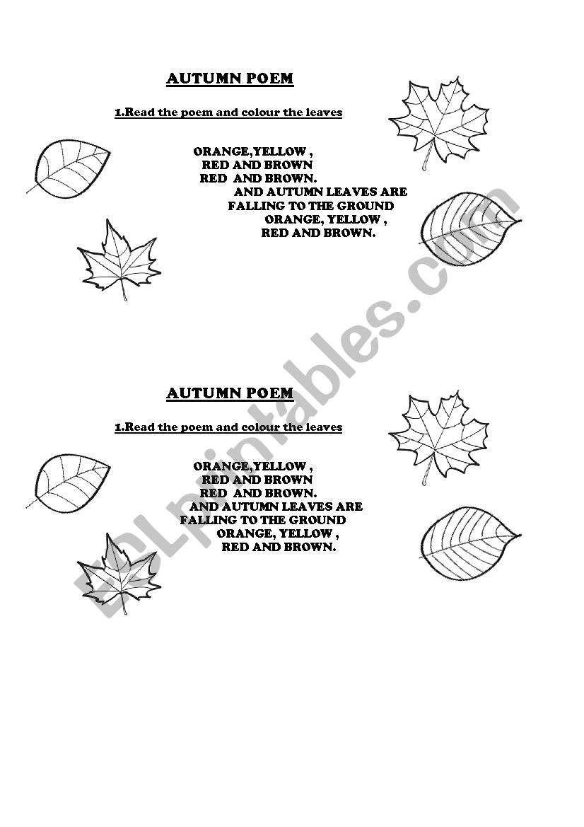autumn poem worksheet