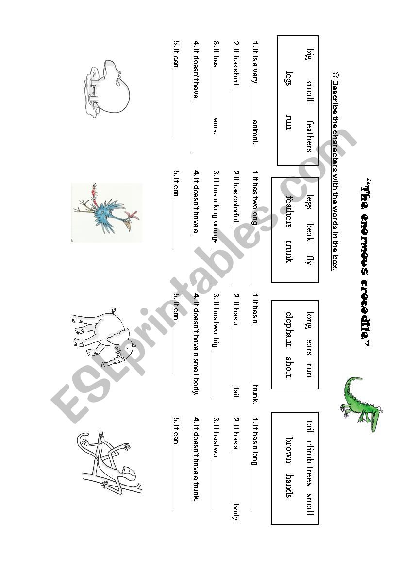 The enormous crocodile (Roald Dahl) - animal descriptions