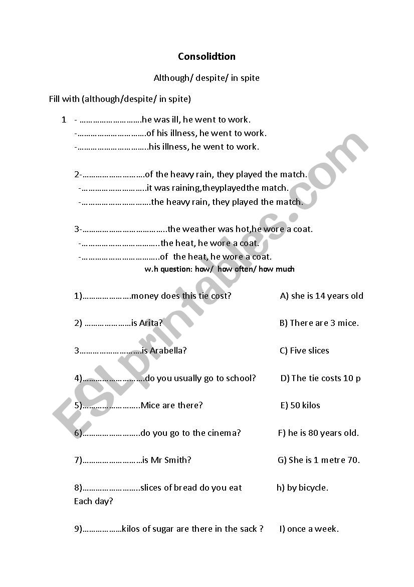 consolidation wh words worksheet