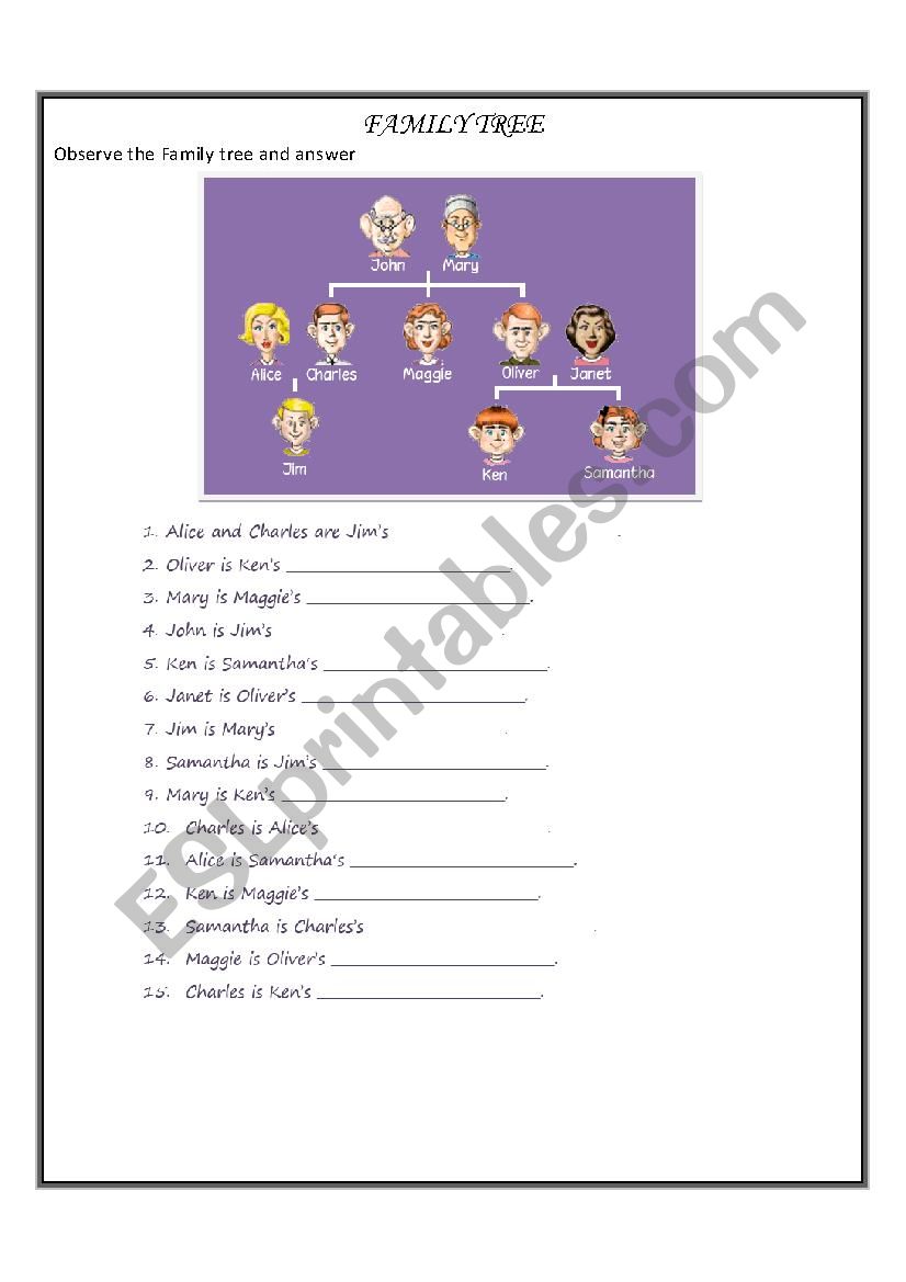 Family tree worksheet