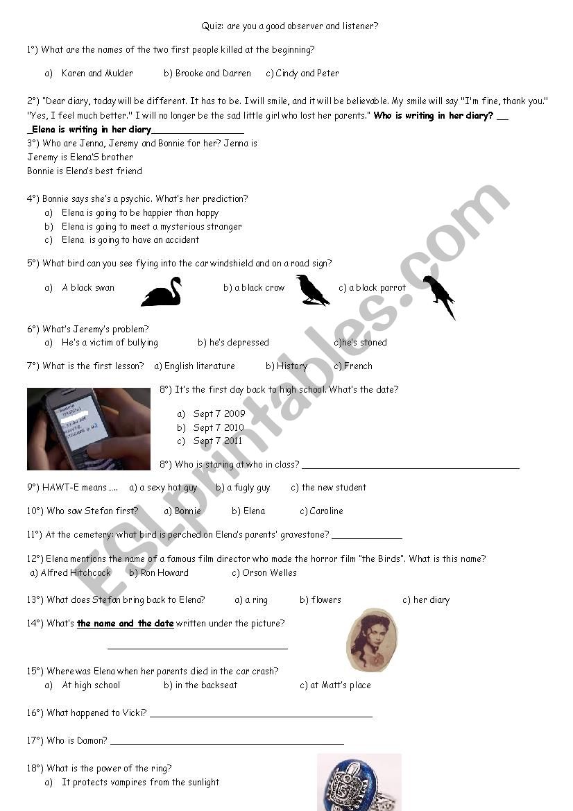 the vampire diaries pilot worksheet