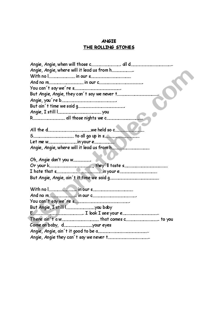 Angie worksheet