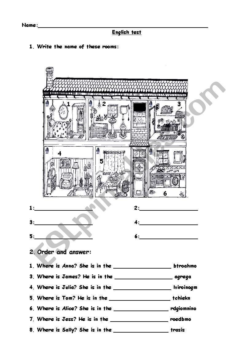 house test worksheet