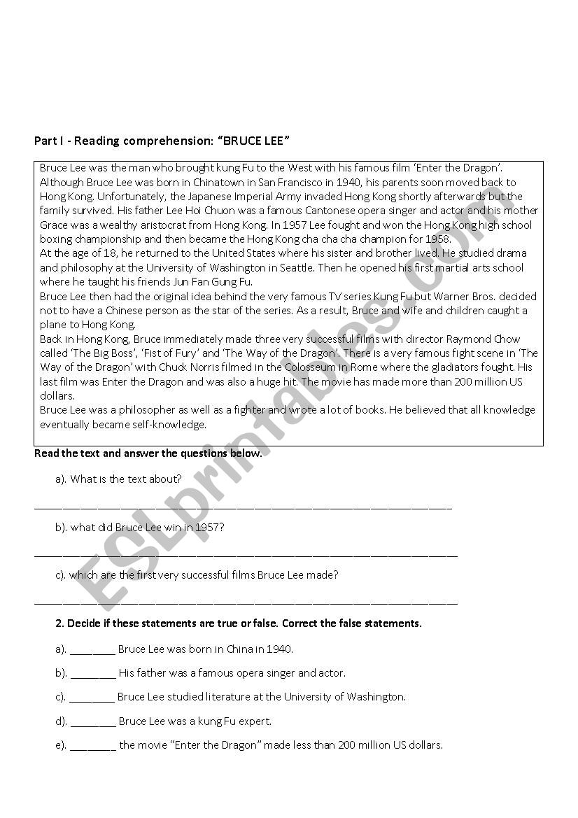 test for elementary students worksheet