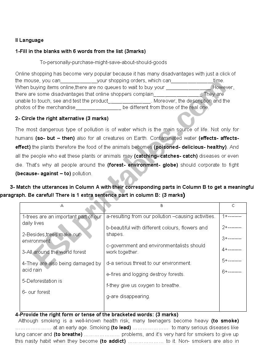 9 TH FORM REVIEW worksheet