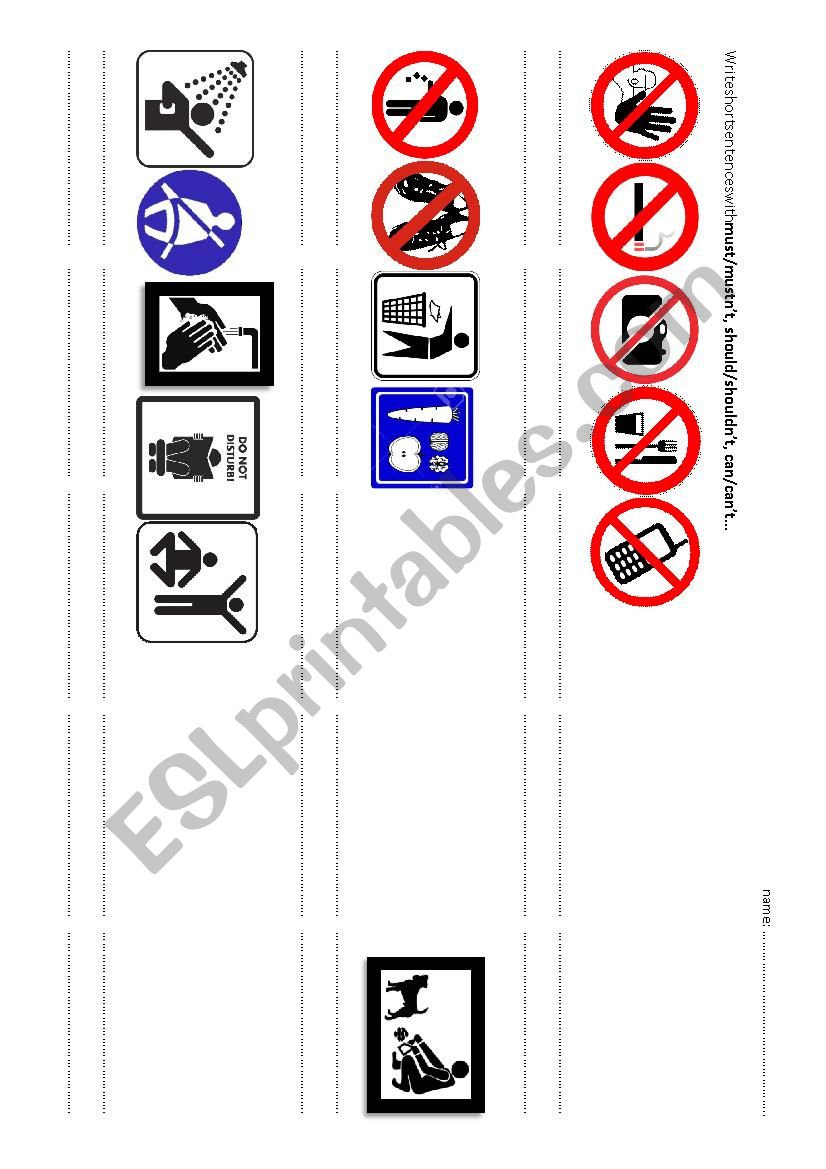 Modal verbs - SIGNS - Write sentences