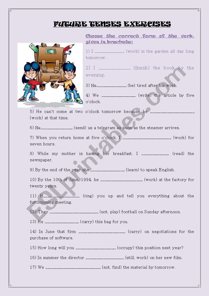 Future Tense Practice worksheet