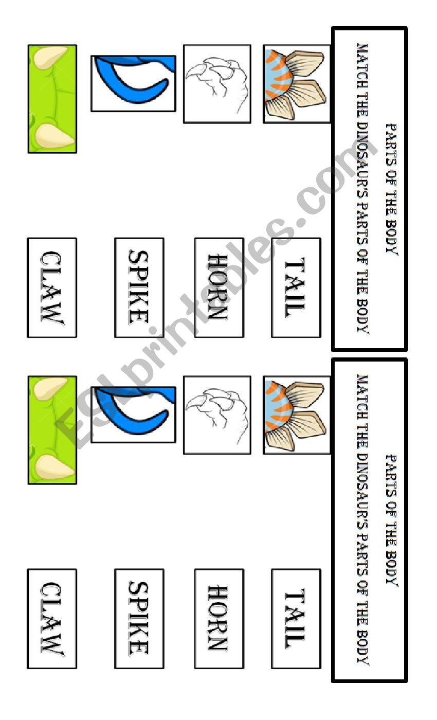 Dinosaurs - Parts of the Body worksheet