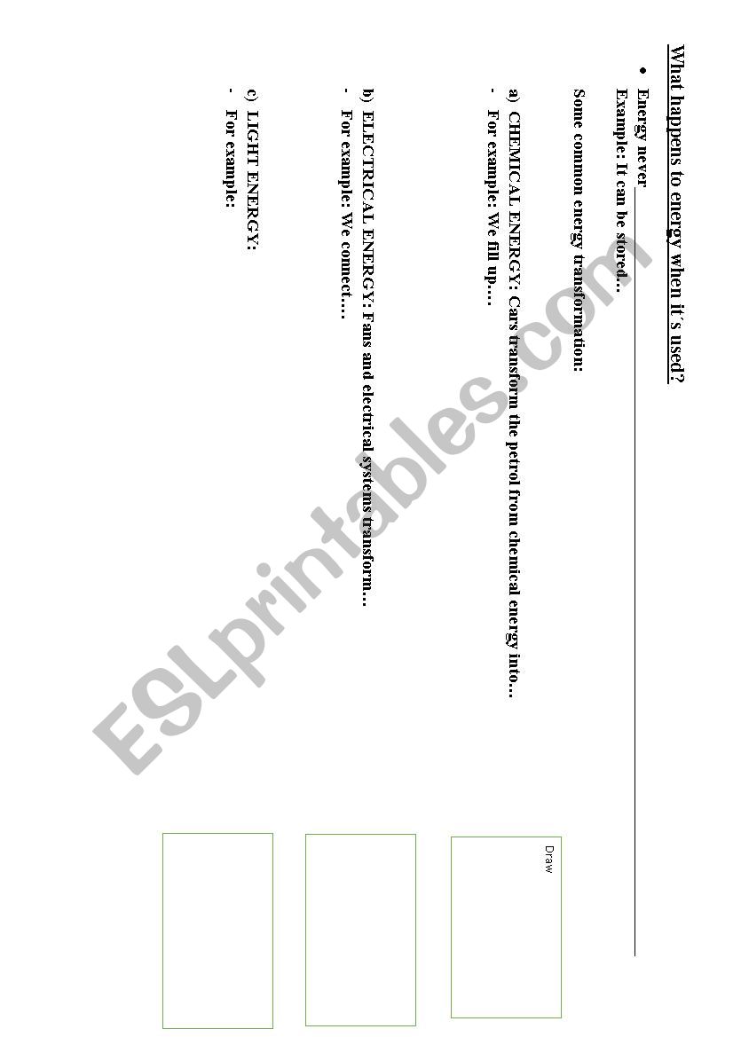 Energy trasformation worksheet