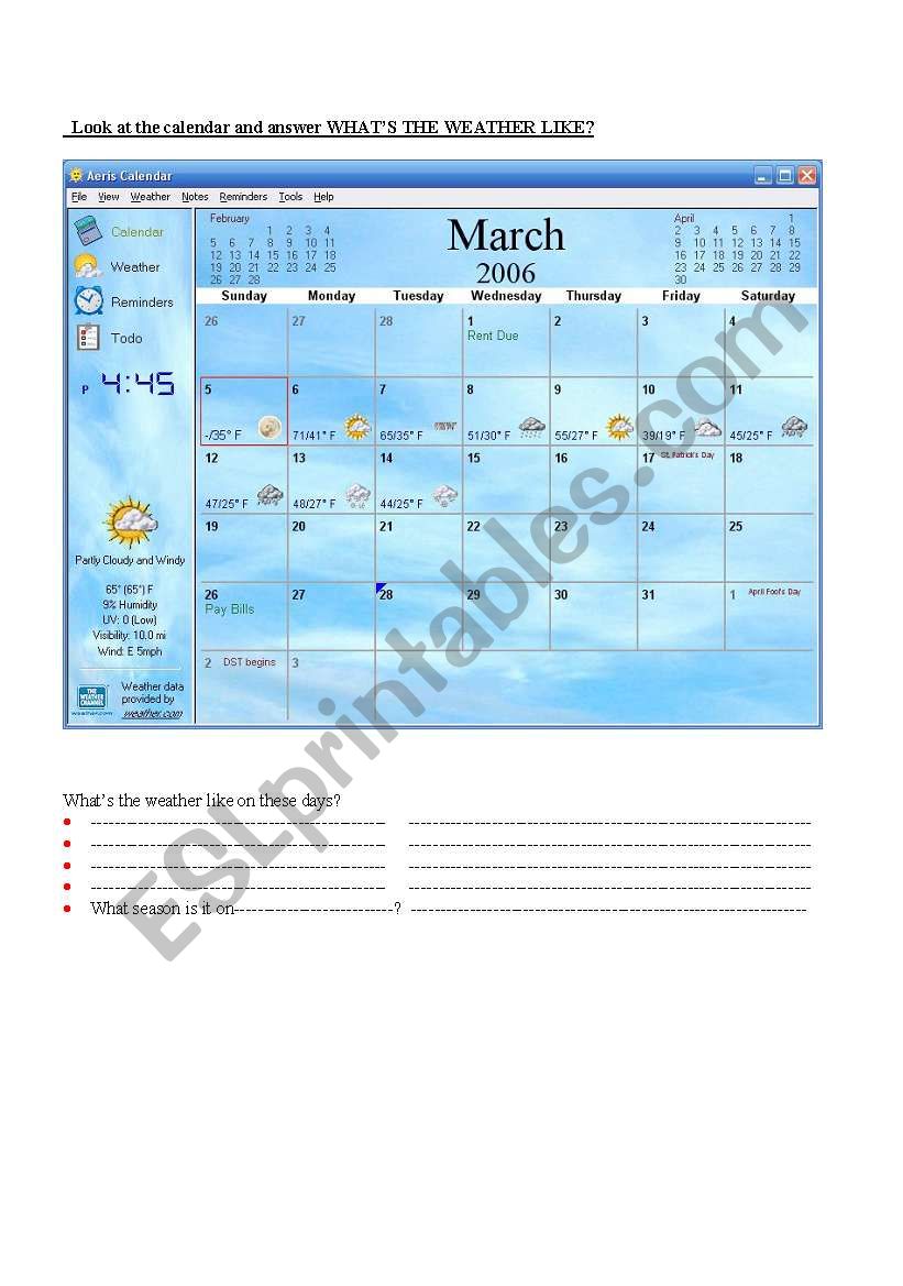 THE WEATHER worksheet