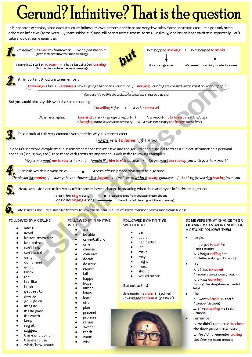 GERUND or INFINITIVE worksheet