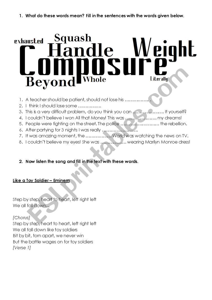 Like a Toy Soldier â€“ Eminem son, vocab practice