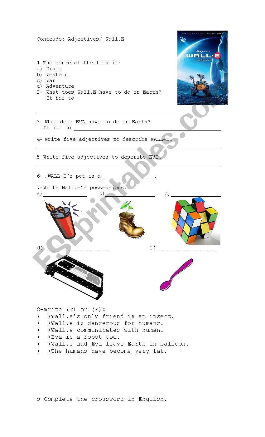 Wall e worksheet