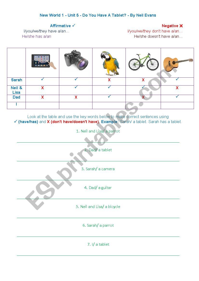 Do You Have A....? worksheet