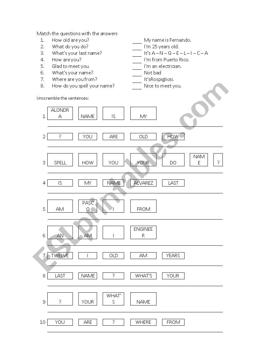 meeting each other worksheet